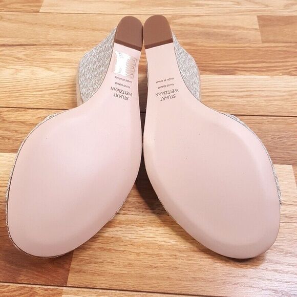 STUART WEITZMAN Womens Sandals Size 10 Tan Suede Wedge Slide Wicker SLIDEWALK - Picture 5 of 7